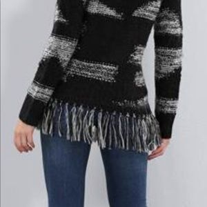 Contrast Fringe Sweater